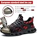 Imagen de Zapatos de Seguridad para Hombre con Punta de Acero Calzado de Seguridad Hombre Antideslizante Transpirable Botas de Seguridad para Hombre Zapatillas Deporte Negro Rojo 42 EU