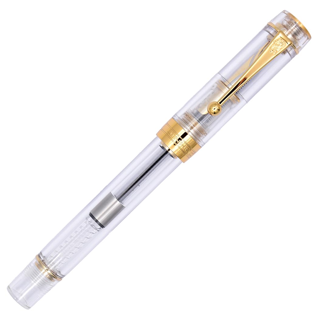 Ranvi Jinhao 100 Fountain Pen,Fine Nib,Gold Trim,Ball Clip,Transparent — image 1