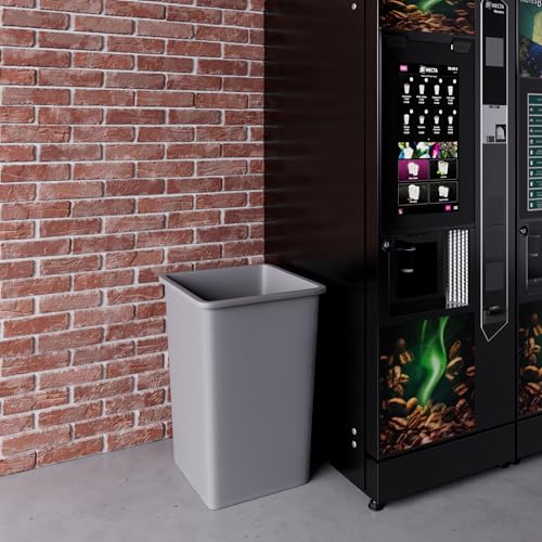Image of 35 Gallon Gray Square Commercial Trash Garbage Can | Outdoor Office Restaurant School Kitchen