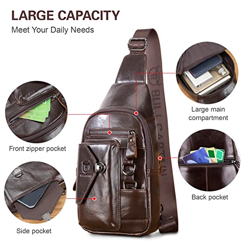 Henniu Bolsa tiracolo masculina de couro com suporte para celular à prova d'água bolsa tiracolo no