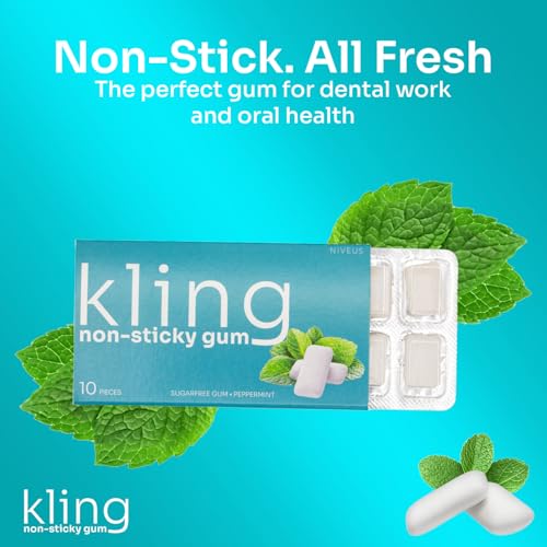 Kling Orthodontic Chewing Gum – Sugar Free Xylitol Gum for Invisalign, Dentures & Braces – Calorie Free Gum for Dry Mouth, Freshens Breath, and Non Stick Dental Gum for Healthy Teeth & Cavities Detail