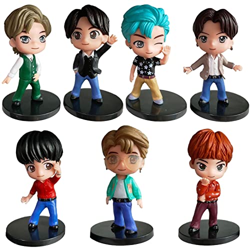 7Pcs BTS Cake Toppers Set of Action Figure Toys Cake Toppers for BTS Birthday Party Supplies