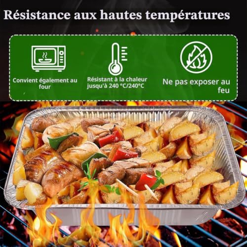 Miayical Lot de 20 Barquettes en Aluminium Réutilisables - 22x16 cm - Pour Barbecue, Four, Congélation et Cuisson (Bacs à Graisse et Plateau de Service) – vue 4