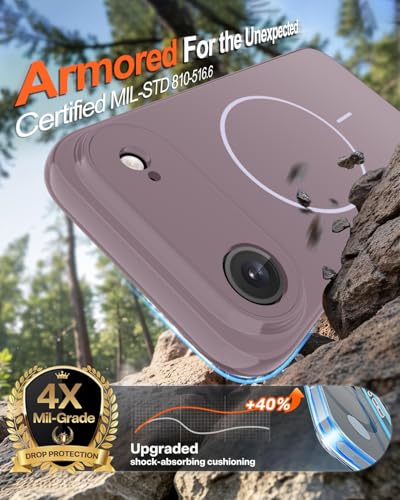 Image of Magnetic for iPhone Air Case,Shockproof Matte Cover,Lavender Purple | with Screen Protector,Compatible with MagSafe,Military Grade Drop Protection,Full Camera Protection,Non-Slip Design Case