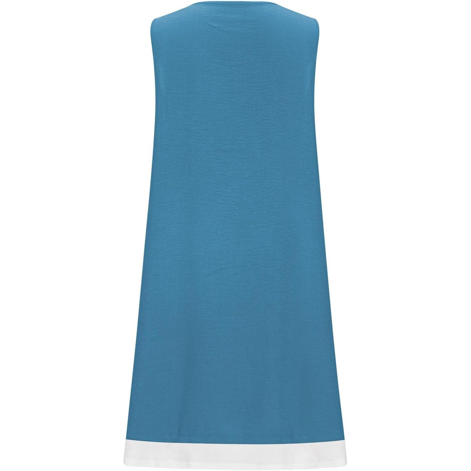 Damen-Midikleid aus Baumwollleinen, ärmelloses U-Ausschnitt-Midikleid in Knielänge, A-Linien-Tunika, Mini-Swing-Sommerkleid, lässiges Strand-Sonnenkleid