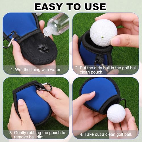 Fentar 4Pcs Golf Ball Cleaner Pouch, Portable Golf Ball Bag with Clips, Waterproof Golf Ball Cleaning Bag with Double Layers - Image 3
