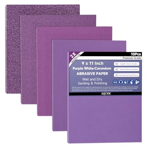 KQCXIK 10-Sheet Premium White Corundum Wet Dry Sand Paper Assortment Pack