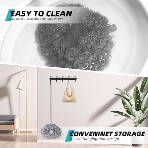 Image of DRQ Ceiling Fan Cleaner Duster, Reusable Microfiber Duster with Extension Pole, 13 to 48 Inch Fan Blade Cleaner, Removable Dusters for Cleaning Walls Bookshelves Door Window Top (Grey)