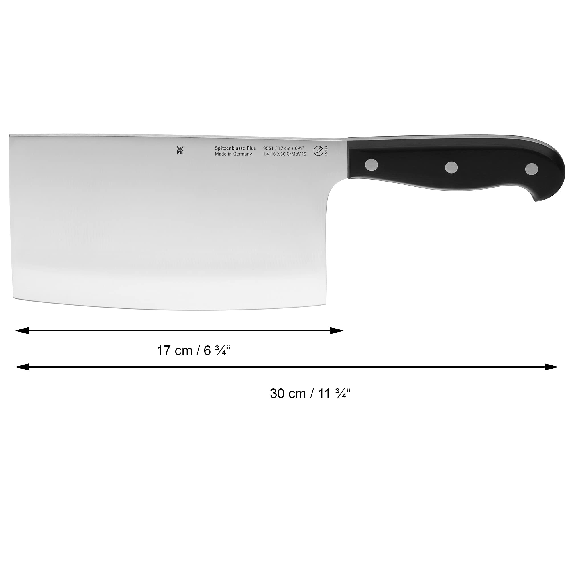 WMF Spitzenklasse Plus Chinesisches Hackmesser 30 cm, Made in Germany, Messer geschmiedet, Performance Cut, Klinge 17 cm