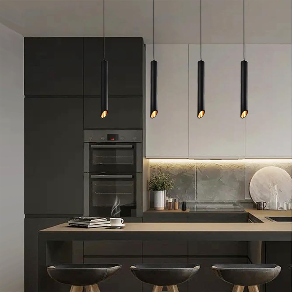Lampa wisząca z ukośną rurką Czarna mini lampa wisząca do kuchni nad zlewem, Lampy wiszące LED w minimalistycznym stylu Światło punktowe Jadalnia Salon Lampa sufitowa na ladę barową