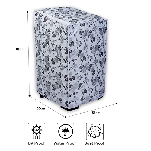 Image of Washing Machine Cover Suitable for Top Load Bosch 7 Kg, 7.5 Kg, 8 Kg, 8.5 Kg (58cmsX58cmsX87cms, Half White & Grey)