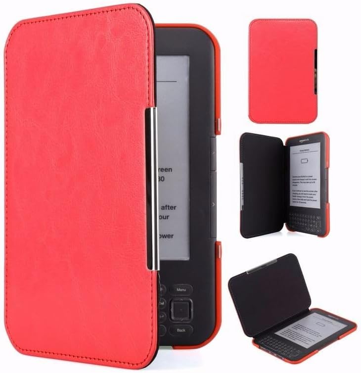 Magnetic Case Suitable for Kindle 3 E-Book Protective Cover Shell (Color : Red)