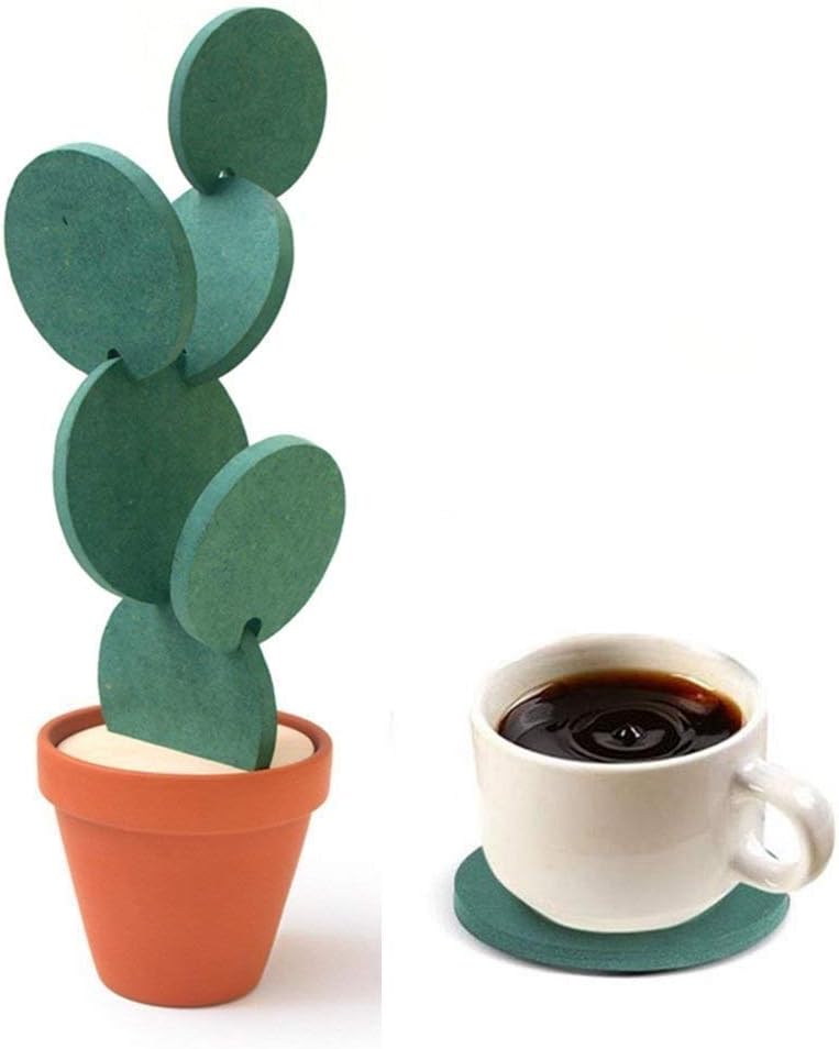 Coasters Creative Cactus Shaped Design Set of 6 Pieces for Home Office Decor