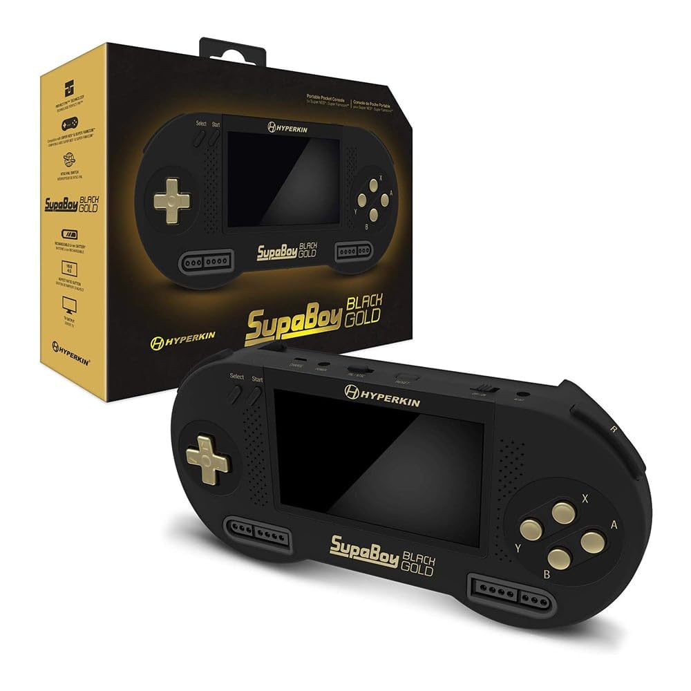 Hyperkin SupaBoy Black Gold ポータブルゲーム機 Hyperkin SupaBoy Portable Pocket Console for SNES (Super NES