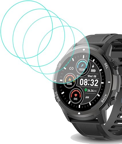 Protector de pantalla de vidrio templado de 1.496 in de diámetro compatible con Basznrty S52 y Kuoleopa, Moowhsh HM09 Reloj inteligente redondo