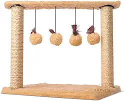 Arranhador para Gatos Poste com 4 brinquedos Cat Line (Bege)