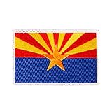 Desert Cactus Arizona Flag Patch 3.5 inch x 2.25 inch Iron On Sew Embroidered Tactical Backpack Hat Bags Caps Jackets Pants (Single Patch)