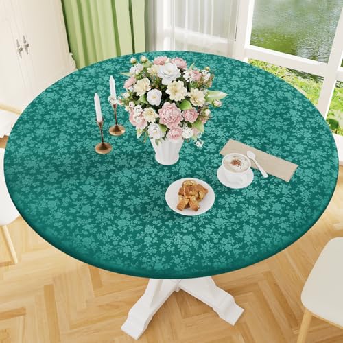 Image of Smiry Waterproof Heavy Duty Vinyl Fitted Tablecloth for 36 inch-44 inch Round Table