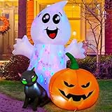 COMIN Halloween Inflatable 5FT Ghost with Black Cat and Pumpkin, Built-in LEDs Blow Up Yard Decoration for Party Outdoor Yard Garden Lawn