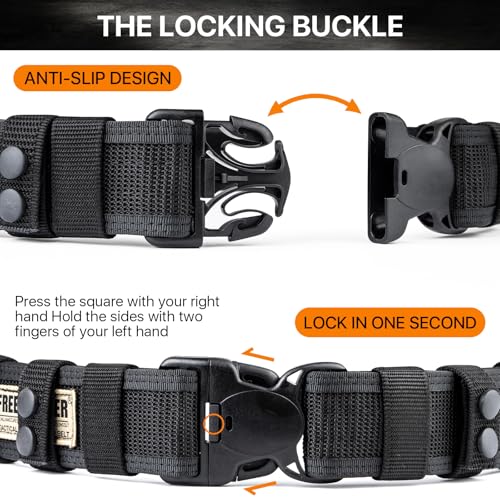 FREE SOLDIER Taktischer Gürtel Herren Schwerlast MOLLE Taillengürtel Schnelle Veröffentlichung Militär Gürtel für Männer Nylon Sicherheitsgurt für Airsoft, Aktivitäten im Freien, Arbeiten (Schwarz)