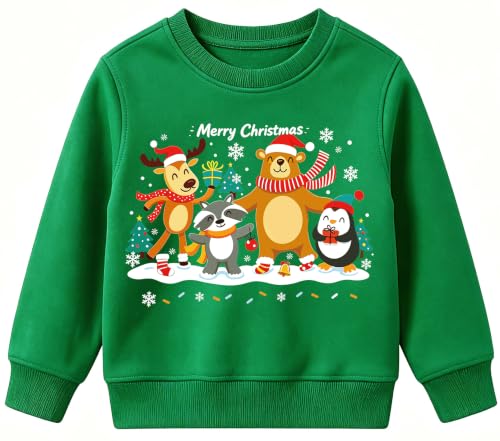 Image of TCWWBB Kids Christmas Jumper for 9-10 Years Old Xmas Sweatshirt Jumpers Boys Girls Embroidery Santa Claus White Tops Toddler Long Sleeve Cotton Pullover Outfits Casual Crewneck Winter Clothes