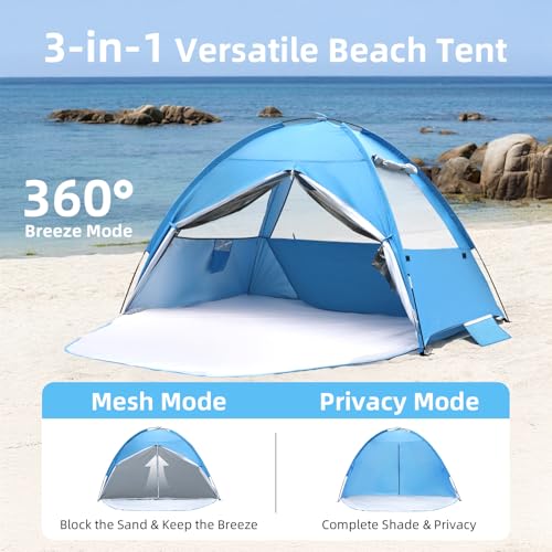 Beach Tent Sun Shelter for 4/5 Person - UPF 50+ UV Protection Portable Beach Shade Sun Canopy, Waterproof & Lightweight, - Additional View