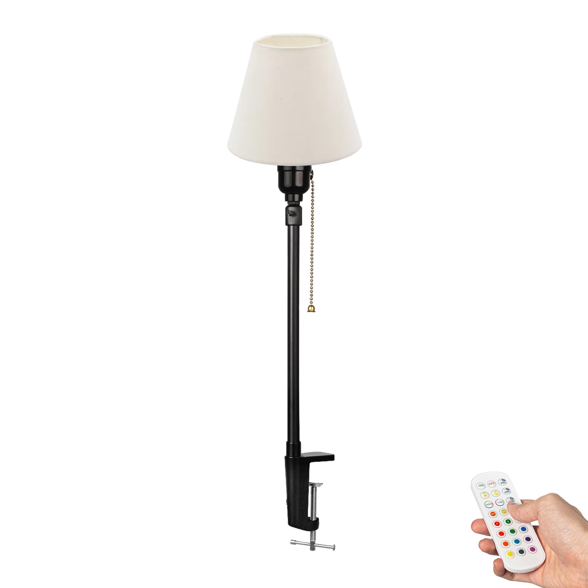 Wiederaufladbar Klemmleuchte mit Fernbedienung, Einstellbare Höhe Clip auf Schreibtisch Leselampe,Dimmbar Clamp Nachttischlampe mit Flexarm für Nachttisch Schreibtisch- DZ0031FX