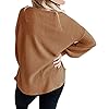 MEROKEETY-Womens-Long-Balloon-Sleeve-Waffle-Knit-Tops-Crew-Neck-Oversized-Sweater-Pullover MEROKEETY Women's 2023 Fall Long Balloon Sleeve Waffle Knit Tops Crew Neck Oversized Sweater Pullover, Brown, S