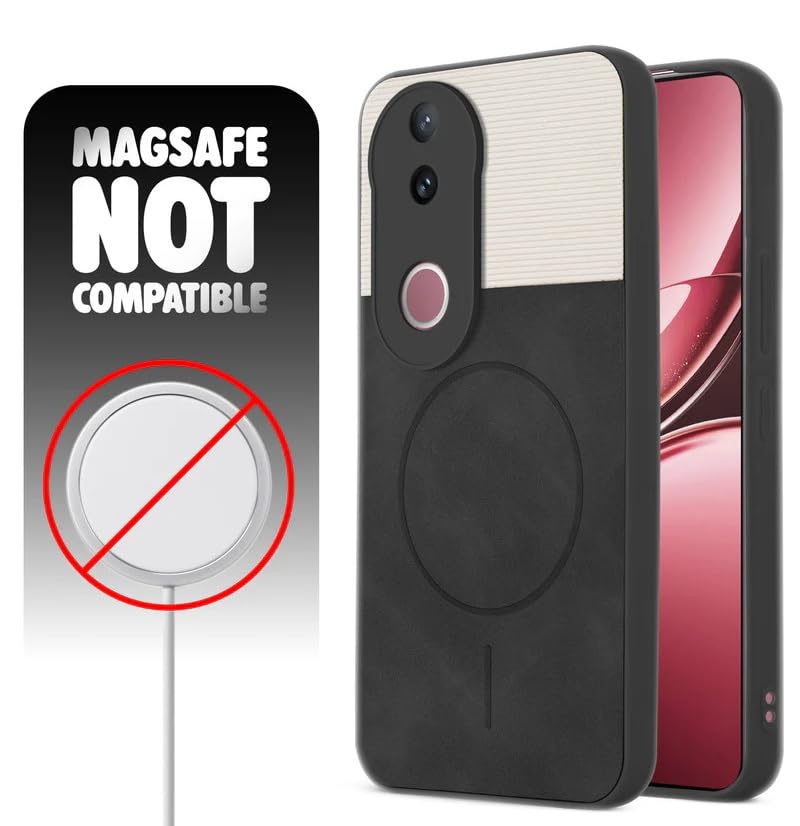 Image of Bintage CASE Dual-Leather Mac Safe Design Phone Case| Soft Touch Finish | Full Camera Protectection Back Cover Compatible for IQOO I2410 / Z10R /Vivo V50 5G - White & Black