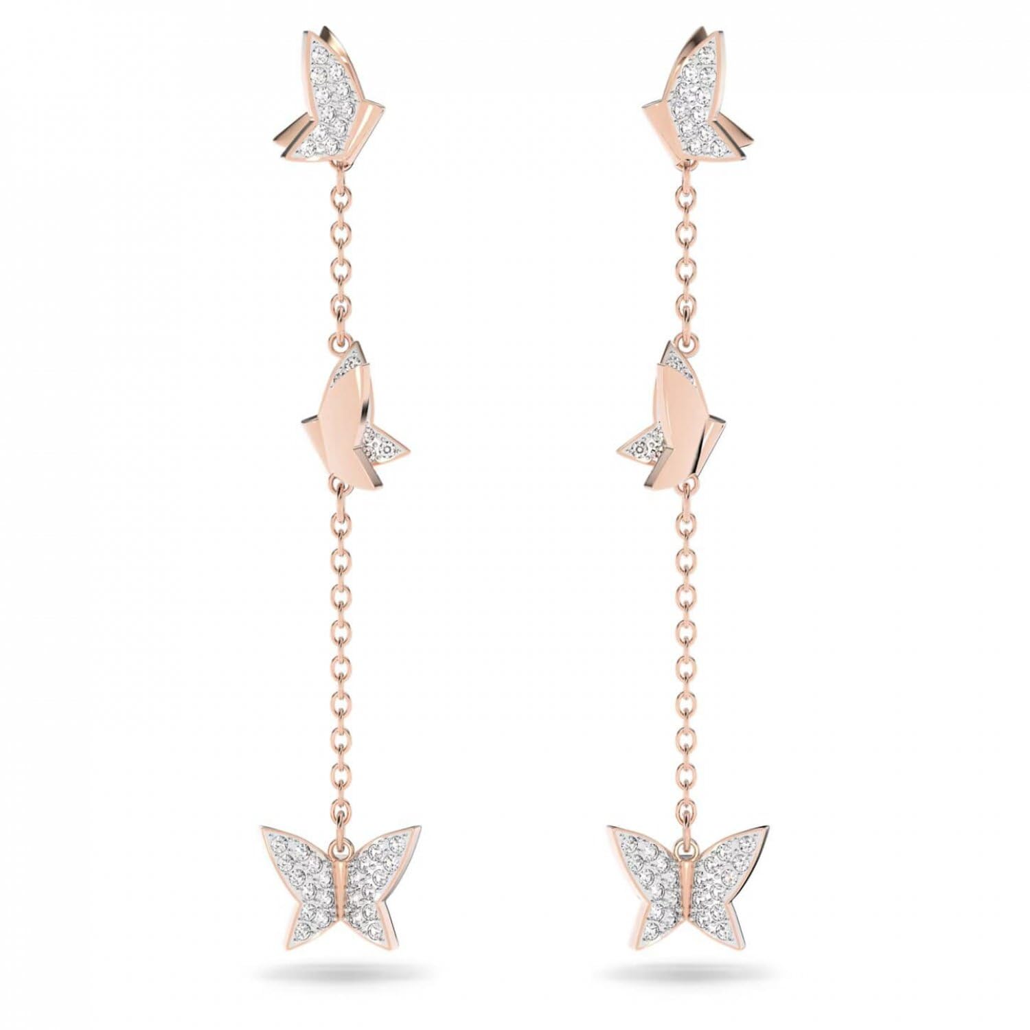 Swarovski Lilia Drop Earrings, Butterfly Design with Pavé Crystals in a Rhodium Plated Setting, from the Lilia Collection