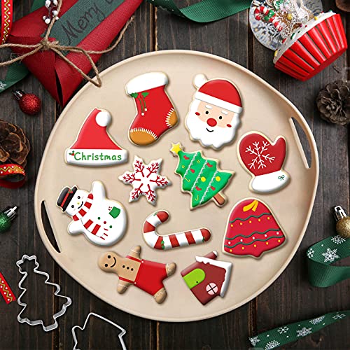 Senbowe 12 Pcs Stainless Steel Christmas Cookie Cutters, Holiday Cookie Cutters Snowflake, Christmas Tree, Stocking,Santa, Bell & More Cookie Cutters Christmas Shapes For Fondant Holiday Diy Baking #TOP5