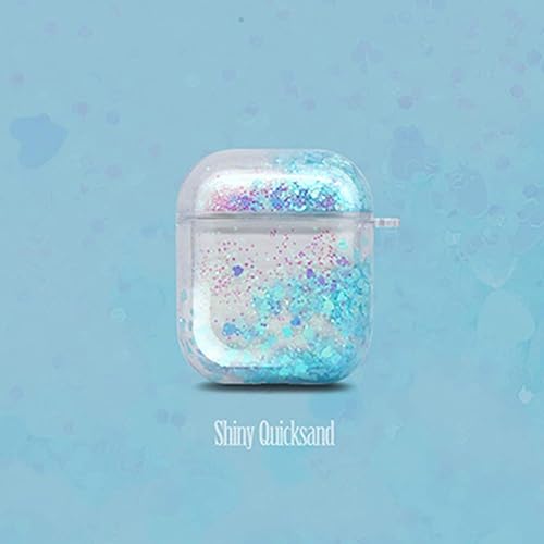 Miniatura 6 de SGVAHY Bling Quicksand - Funda compatible con Airpods 1 y 2, con lentejuelas líquidas con purpurina de lujo, funda protectora dura transparente con