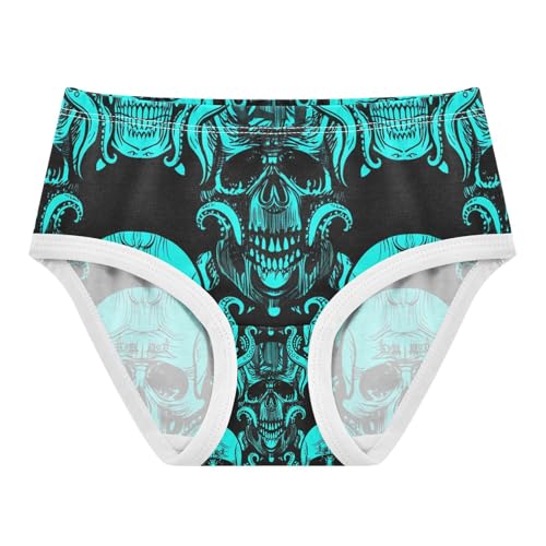 Skulls Octopus Black Turquoise Toddler Girls's Underwear 2T 202c1360