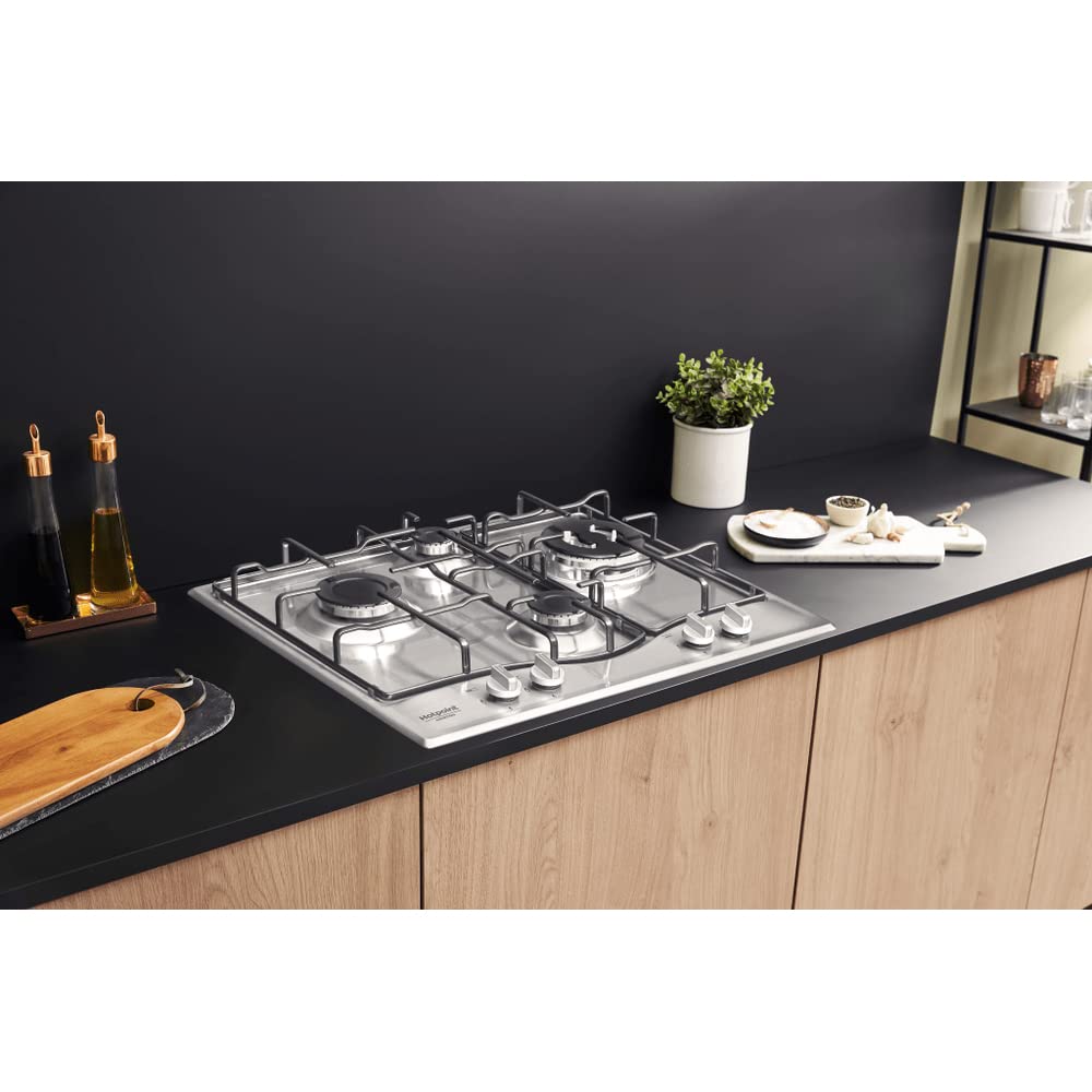 Hotpoint PCN 642 T/IX/HAR - Piano cottura gas, in acciaio Inox, da incasso, 1.000 W, 5,5 cm
