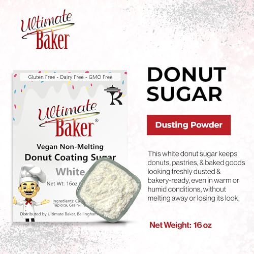 Ultimate Baker Vegan Dusting Powder, Non-Melting Snow Sugar for Donuts, Icing & Baking with a Smooth White Coating for Decorating & Finishing (16oz (1lb))