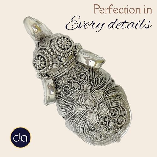 Image of Dev Aastha 999 Pure Silver Plated Elephant Idol Pack of 2 | 7 Inch Vastu & Good Luck Statues for Home Decor, Puja Room & Temple | Divine Altar Showpiece & Auspicious Gift of Blessings.
