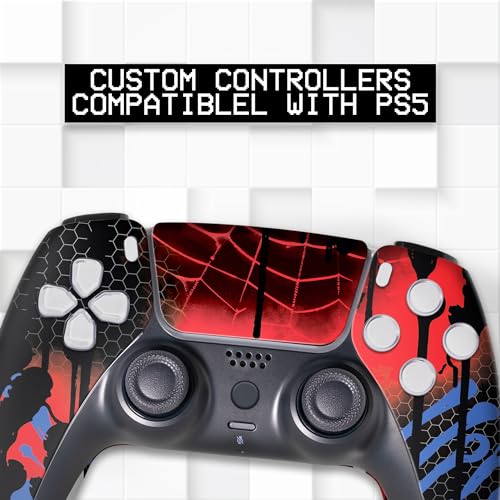 Image of Web Slingeer Custom PS-5 Controller Wireless compatible with Play-Station 5 Console by BCB Controllers | Proudly Customized in USA with Permanent HYDRODIP Printing(NOT JUST A SKIN)(MODDED)