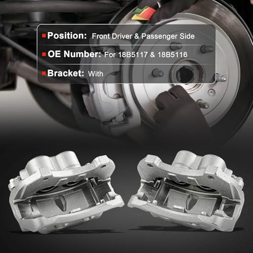 Image of cciyu Front Left & Right Disc Brake Calipers Assembly w /Bracket For Cadillac For CTS V6 3.0L(RWD /AWD) 2010-2014, For Cadillac For CTS V6 3.6L(RWD /AWD) 2008-2014 Replace# 18B5117 18B5116