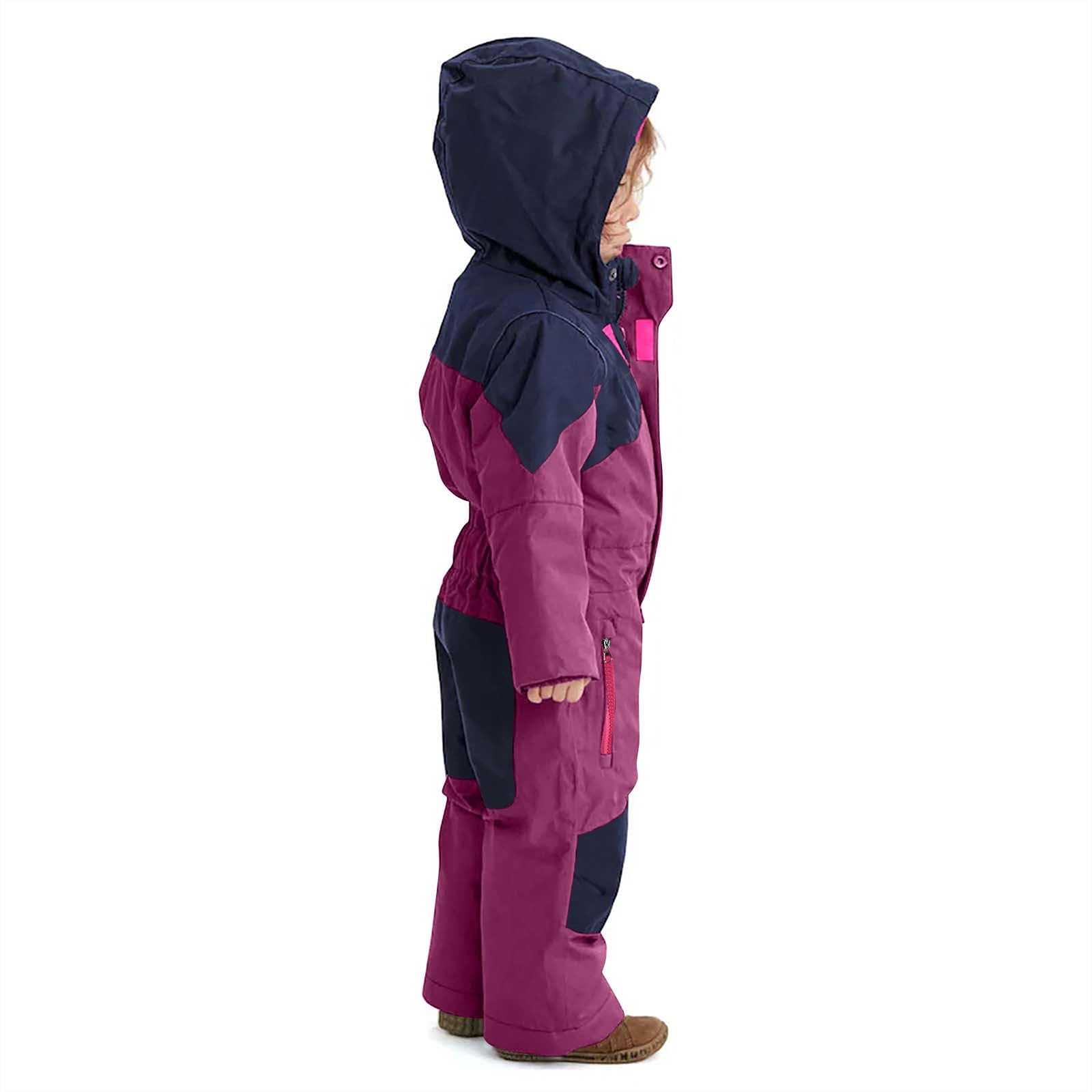 Trajes de esquí para niños clásico traje de nieve de una pieza con bolsillos para niños unisex grueso mono de nieve resistente al viento impermeable mono de esquí para niños pequeños mono cálido al