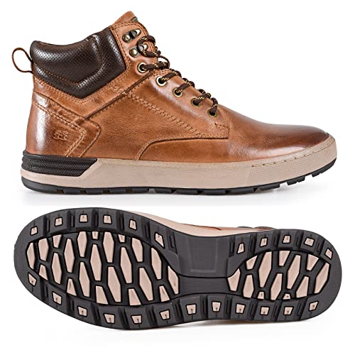 FIEEIF Mens Genuine Leather Ankle Boots Lace-Up Comfortable Sports Mid-Top Casual Sneakers Chukka Boot for Men Non Slip Outdoor Shoes2