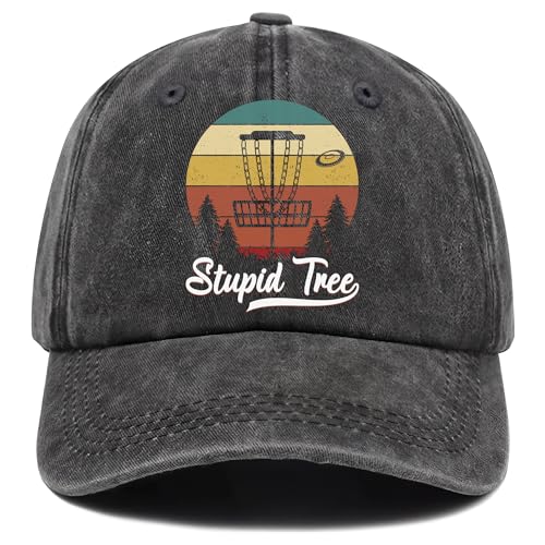 Writpoty Disc Golf Gifts Gifts for Discs Golfer Lover Dad Grandpa Husband - Vintage Washed Hat for Fathers Day Birthday Christmas Retirement - Stupid Tree - Adjustable Baseball Cap