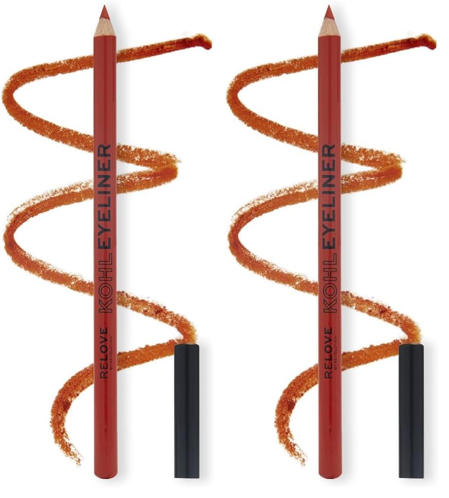 Image of Relove- Coloured Kohl Eyeliner- Orange | Highly Pigmented | Smooth and Creamy Formula |Kohl Eyeliner |Matte finish for glam looks | 1.2gm (Pack of 2)