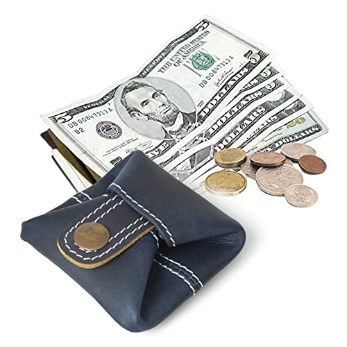 Leather Coin Pouch Change Holder Mini Pocket Wallet For Men Women (Blue, Pack Of 1) #TOP3