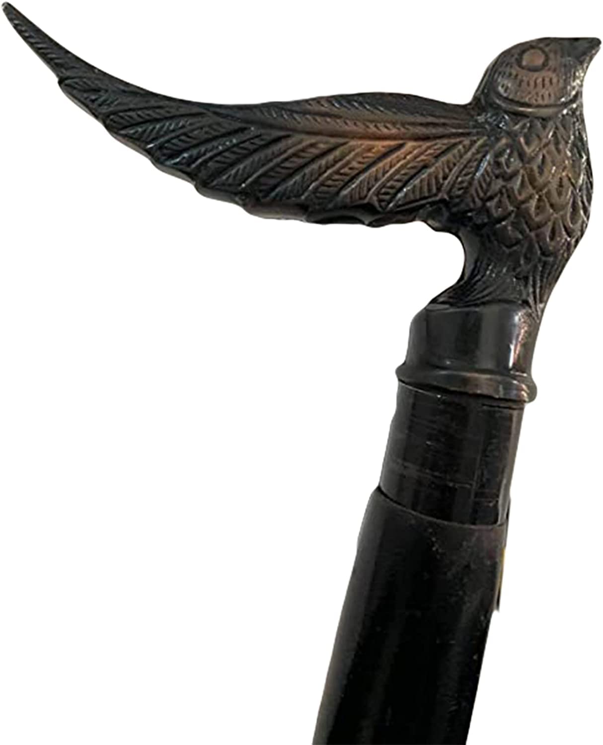 Antique Brass Victorian Black Bird Style Handle, Collectible Palm Grip Wooden Walking Stick Cane for Unisex Gift by Evil HANDICRAFTS