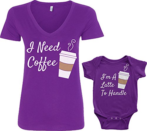 Image of Threadrock Coffee & Latte Infant Bodysuit & Women's V-Neck T-Shirt Set