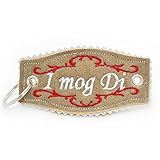 Echtes Hirschleder Bavariashop Hirschleder Schlüsselanhänger, Spruch, Hergestellt in Bayern, Größe 12,5 cm inklusive Ring Farbe I mog di