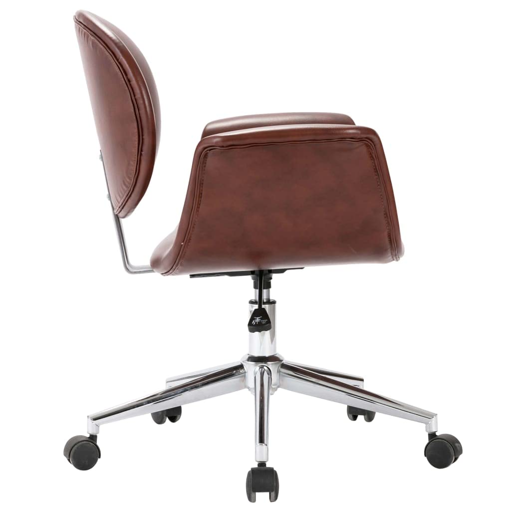 Silla de comedor giratoria de piel sintética, color marrón, giratoria 360°, mecanismo de elevación de gas, asiento y respaldo ergonómicos, acolchado grueso