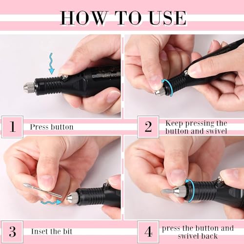 Electric Nail File & Drill Kit | Electric Nail Drill Manicure Filer Kit, Nail Buffer | Professional Electric Nail Drill Kit - Nail Art Manicure Filer with 6 Interchangeable... - Image 2