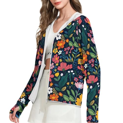 Ystardream Womens Spf 50 Shirts Long Sleeve Lightweight Wildflower Lightweight Jackets for Women Casual Hiking Outdoor Full Zip Tops for Summer/Spring/Auyumn