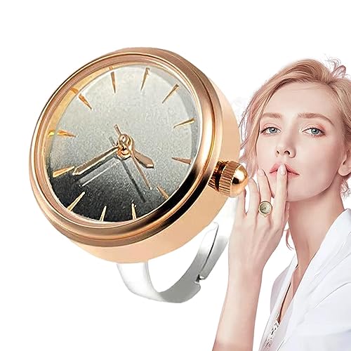 Tebinzi Orologio da dito in lega, stile retrò, orologio al quarzo in acciaio inox, per uomini e donne, gioiello alla moda regalo per laurea, compleanno, San , Natale, Gradiente oro rosa, 1